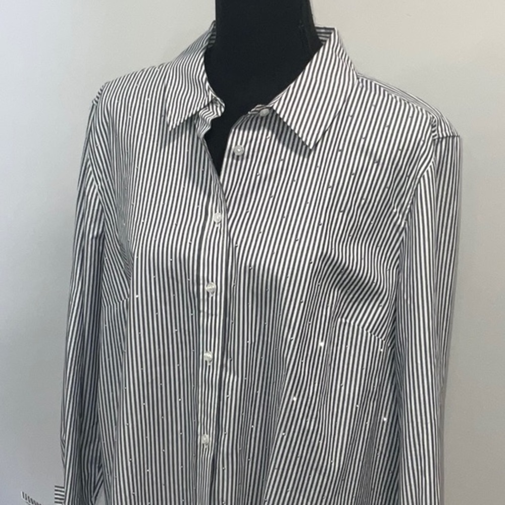 Talbots Rhinestone Blouse NWOT - Picture 4 of 10
